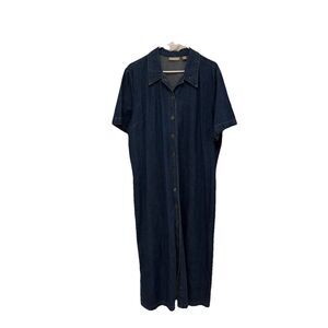 Nordstorm long denim dress women plus size 18W short sleeve 100% cotton